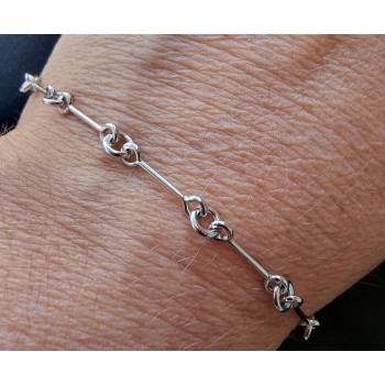 RMB|925 silver bracelet with smooth bars measuring 17cm for women or men
