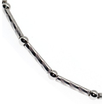 RMB|925 Silver Semi-rigid Bamboo Bracelet with diamond bars and balls
