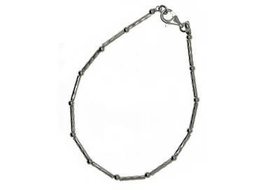 RMB|925 Silver Semi-rigid Bamboo Bracelet with diamond bars and balls
