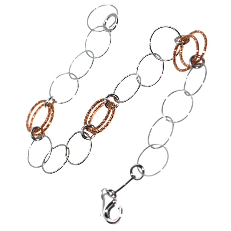 RMB|925 silver bracelet circles rose gold plated diamond rings for women