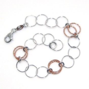 RMB|925 silver bracelet circles rose gold plated diamond rings for women