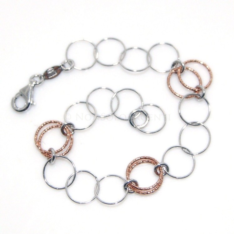 RMB|925 silver bracelet circles rose gold plated diamond rings for women