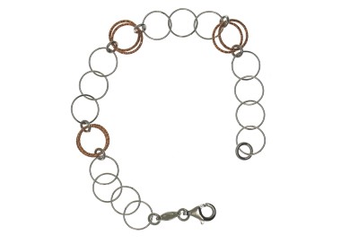 RMB|bracciale argento 925 cerchi anelli diamantati placcati oro rosa per donna