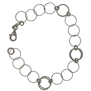 RMB|925 silver bracelet with smooth circles and diamond circles 19cm