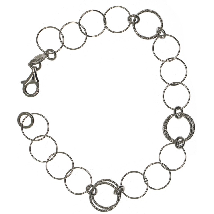 RMB|925 silver bracelet with smooth circles and diamond circles 19cm