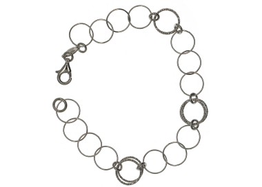 RMB|925 silver bracelet with smooth circles and diamond circles 19cm