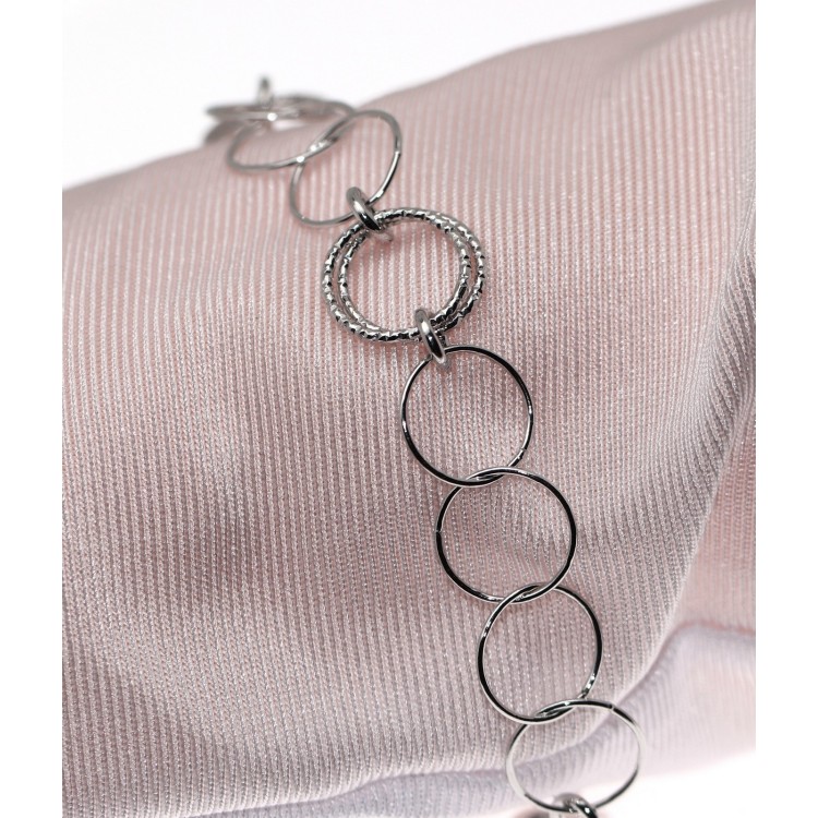 RMB|925 silver bracelet with smooth circles and diamond circles 19cm