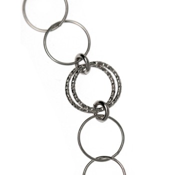 RMB|925 silver bracelet with smooth circles and diamond circles 19cm