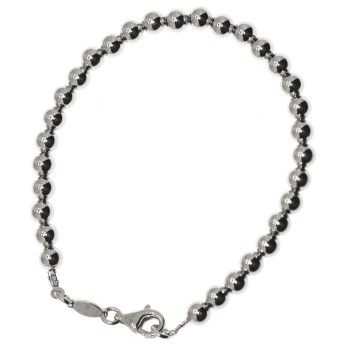 RMB|925 silver ball bracelet, large 5mm solid spheres, wrist 17 cm, woman