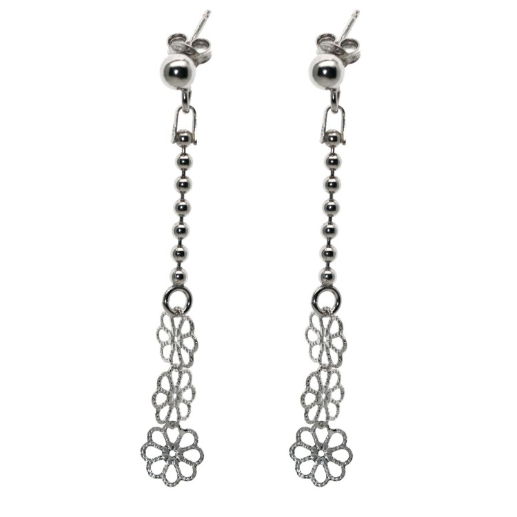 RomaBijoux|925 Silver filigree set Flowers Necklace Earrings and Bracelet balls
