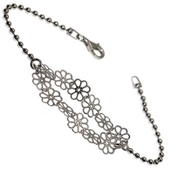 RomaBijoux|925 Silver filigree set Flowers Necklace Earrings and Bracelet balls