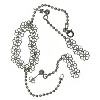 RMB|parure Argento 925 filigrana Fiori Collana Orecchini e Bracciale palline - RomaBijoux