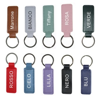 RMB|Vegan polyurethane leather key ring with personalized engraving for men and women