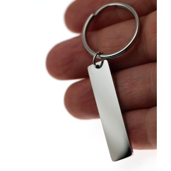 RMB|portachiavi acciaio targa 40x10 con incisione personalizzata targhetta RomaBijoux