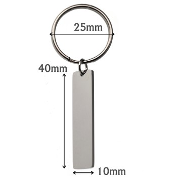 RMB|steel keyring with 40x10 license plate with engraving for men and women RomaBijoux