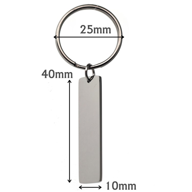 RMB|portachiavi acciaio targa 40x10 con incisione personalizzata targhetta RomaBijoux