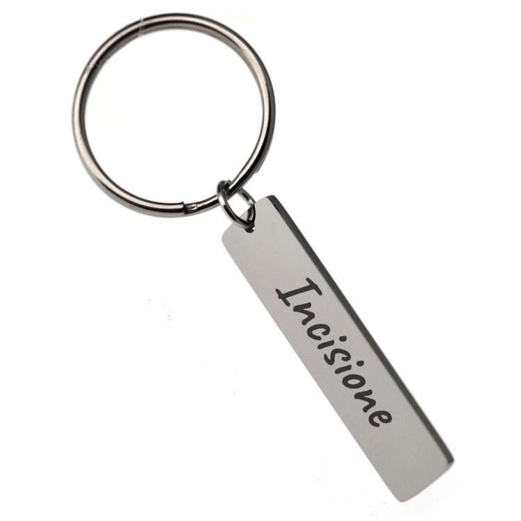 RMB|steel keyring with 40x10 license plate with engraving for men and women RomaBijoux