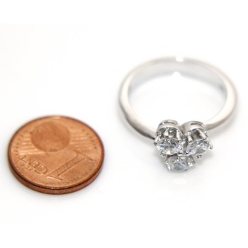 RMB|Trilogy ring: 925 sterling silver plated with 3 Zirconia 4 mm brilliant cut - more sizes