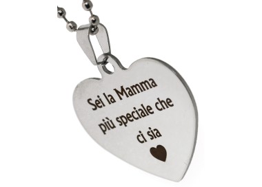 RMB|collana, ciondolo borsa, portachiavi cuore acciaio scritta personalizzata incisione