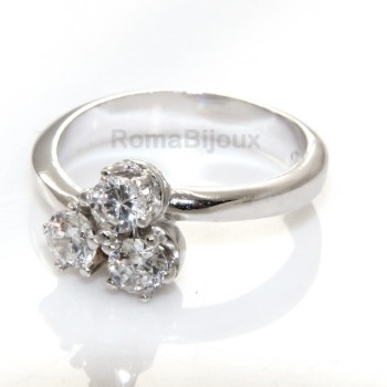 RMB|Trilogy ring: 925 sterling silver plated with 3 Zirconia 4 mm brilliant cut - more sizes