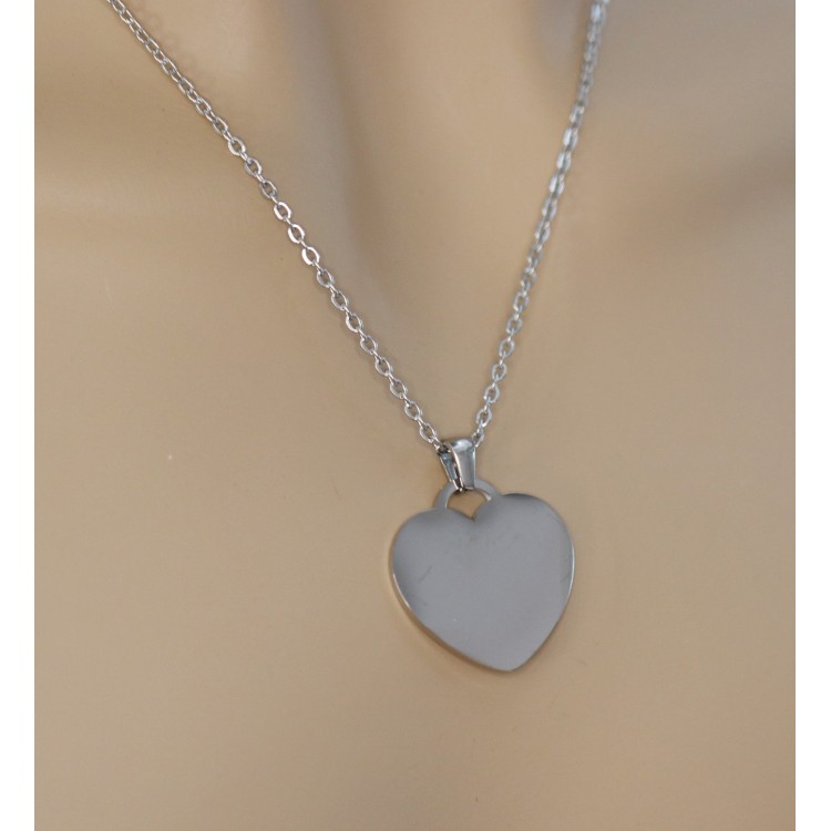 RMB|acciaio cuore collana incisione personalizzata mm25x25 catena 50 cm donna RomaBijoux gioielleria