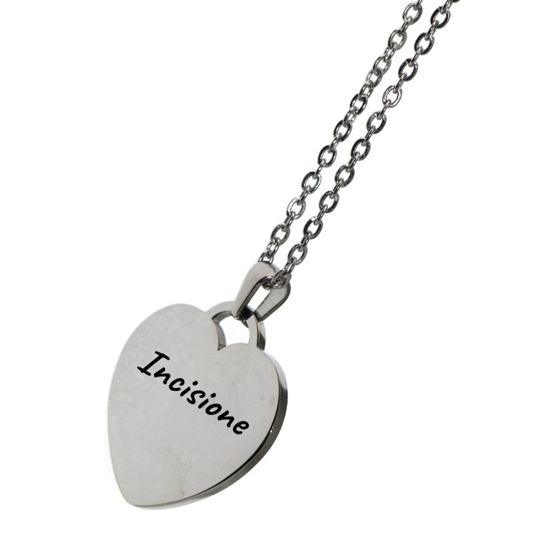 RMB|steel heart necklace personalized engraving mm25x25 chain 50 cm women