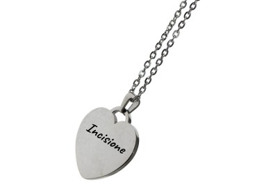 RMB|steel heart necklace personalized engraving mm25x25 chain 50 cm women