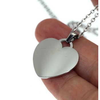 RMB|steel heart necklace personalized engraving mm25x25 chain 50 cm women