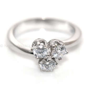 RMB|Trilogy ring: 925 sterling silver plated with 3 Zirconia 4 mm brilliant cut - more sizes