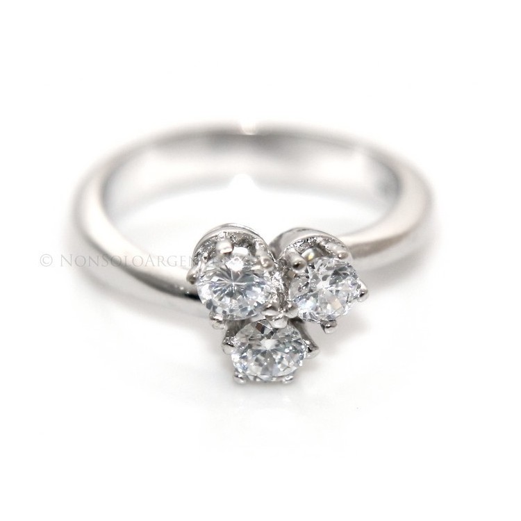 RMB|Trilogy ring: 925 sterling silver plated with 3 Zirconia 4 mm brilliant cut - more sizes