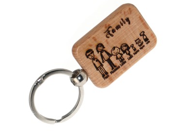 RomaBijoux|personalized wood keychain family gift mum dad engraving figures names