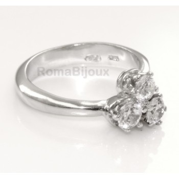 RMB|Trilogy ring: 925 sterling silver plated with 3 Zirconia 4 mm brilliant cut - more sizes