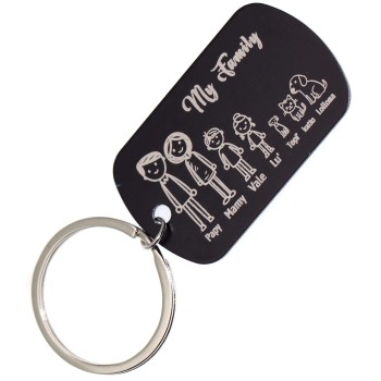 RMB|personalized key ring black family gift mum dad engraving figures names RomaBijoux made in Italy