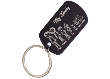 RMB|personalized key ring black family gift mum dad engraving figures names RomaBijoux made in Italy