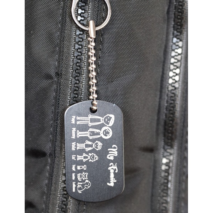 RMB|portachiavi personalizzato nero famiglia regalo mamma papà incisione figure nomi RomaBijoux gioielleria ROMA