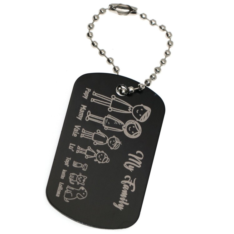RMB|portachiavi personalizzato nero famiglia regalo mamma papà incisione figure nomi RomaBijoux gioielleria ROMA