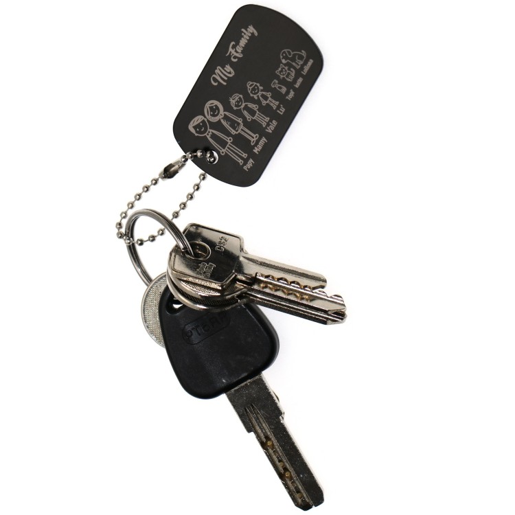 RMB|personalized key ring black family gift mum dad engraving figures names RomaBijoux made in Italy