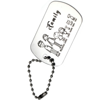 RMB|portachiavi personalizzato silver famiglia regalo mamma papà incisione figure nomi