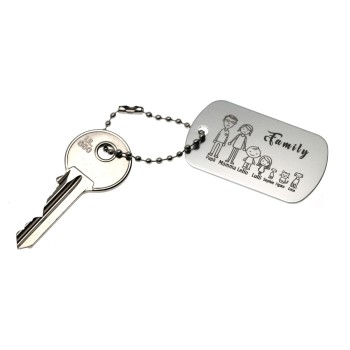 RMB|personalized key ring silver family gift mum dad engraving figures names