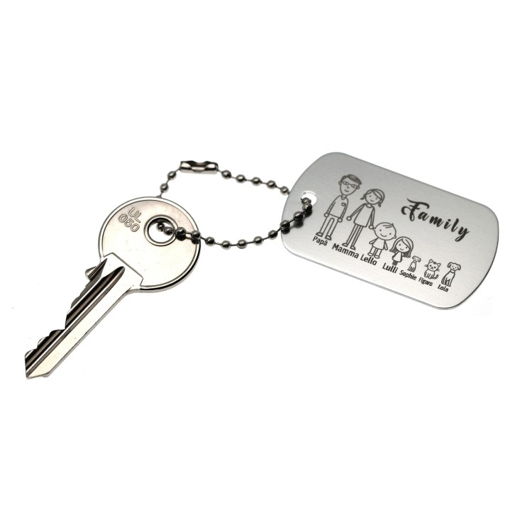 RMB|personalized key ring silver family gift mum dad engraving figures names