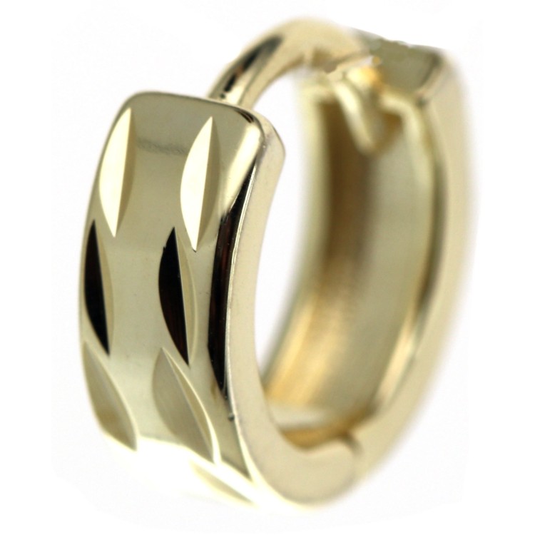 RMB|Single earring in yellow gold plated 925 silver with diamond stud for men RomaBijoux Rome Italy