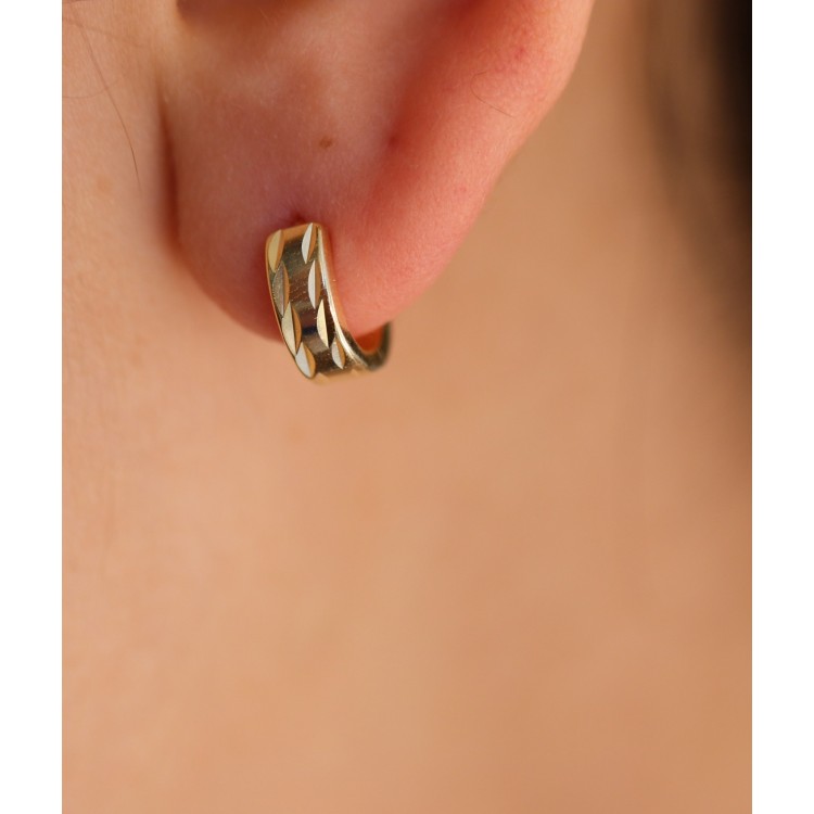 RMB|Single earring in yellow gold plated 925 silver with diamond stud for men RomaBijoux Rome Italy