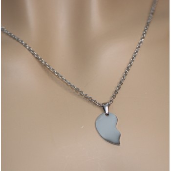 RMB|coppia di collane acciaio lui e lei cuore spezzato 2 collane complete con incisione gratis RomaBijoux