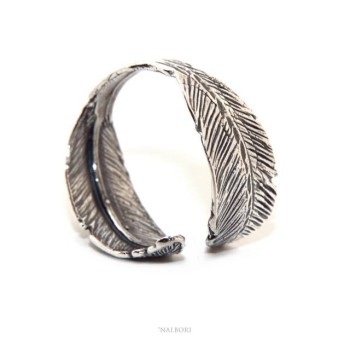 RMB|NALBORI® adjustable ring in sterling silver with burnished leaves