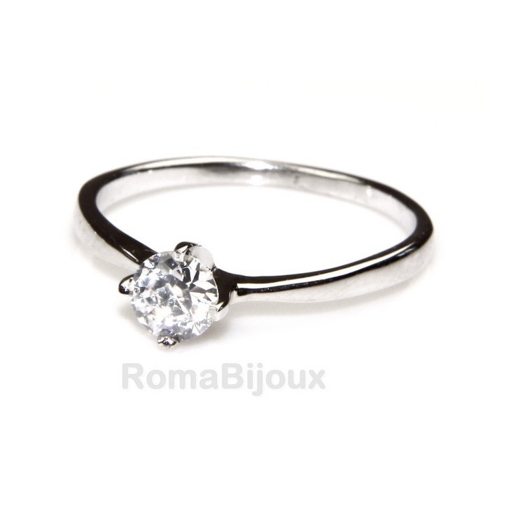 RMB|Silver 925 : Solitaire ring for woman with zircon 5mm brilliant cut 4 jaws