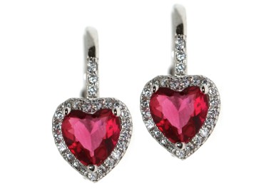 RMB|RomaBijooux|monachelle argento 925 orecchini cuore rosso rubino con giro bianco donna marca NALBORI Italy