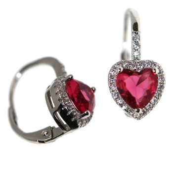 RMB|RomaBijooux|monachelle argento 925 orecchini cuore rosso rubino con giro bianco donna marca NALBORI Italy