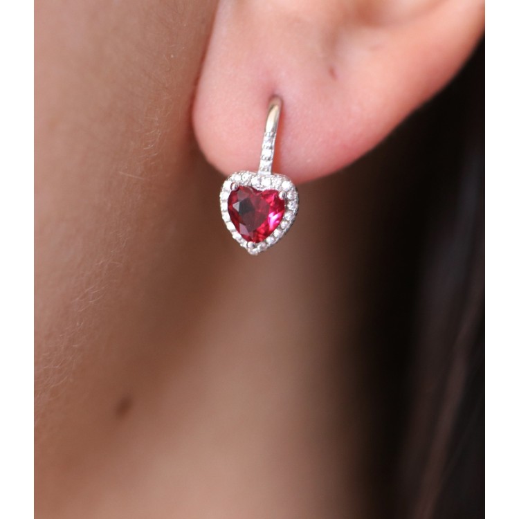 RMB|RomaBijooux|monachelle argento 925 orecchini cuore rosso rubino con giro bianco donna marca NALBORI Italy