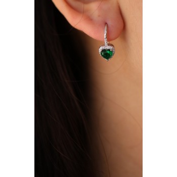 RomaBijoux|monachelle argento 925 orecchini cuore verde smeraldo con giro bianco donna marca NALBORI