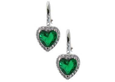 RomaBijoux|monachelle argento 925 orecchini cuore verde smeraldo con giro bianco donna marca NALBORI